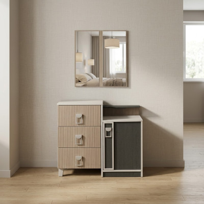 Bedroom dresser set with mirror wood brown set console table