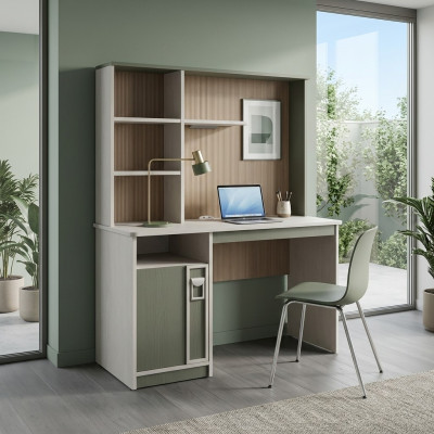 Desk shelves computer desk wood gray children's room table children