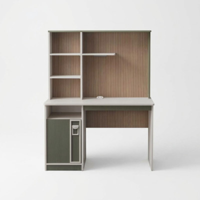 Desk shelves computer desk wood gray children's room table children