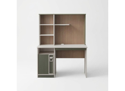 Desk shelves computer desk wood gray children's room table children