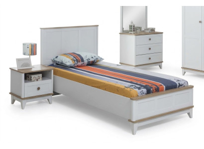 Children's room set white, children's bed, bedside table, 2-piece bed set, wood