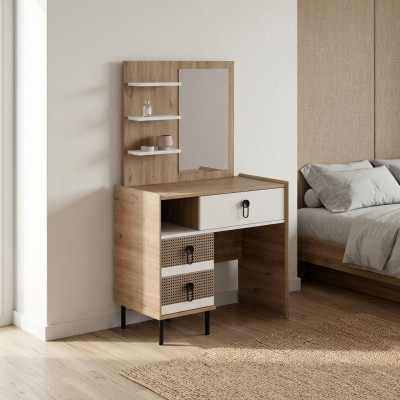 Makeup table set with mirror wood bedroom brown console set