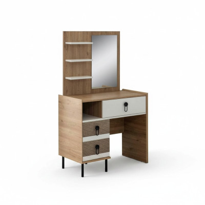 Makeup table set with mirror wood bedroom brown console set