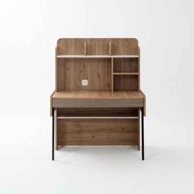Office desk computer desk brown office furniture wood table shelves