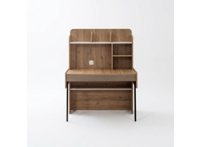 Office desk computer desk brown office furniture wood table shelves