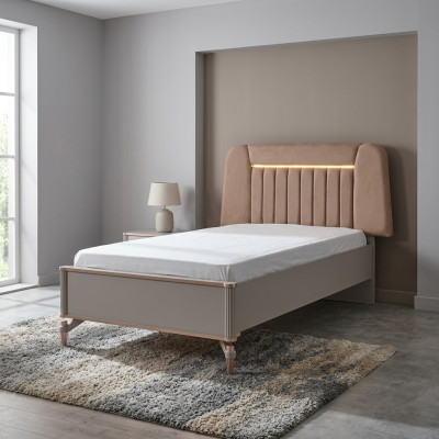 Children's bed frame bed children's room bed frame pink fabric LED