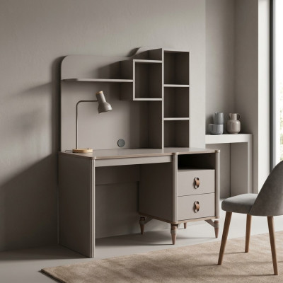 Desk Office Table Computer Desk Beige Office Furniture Wood Table Shelves