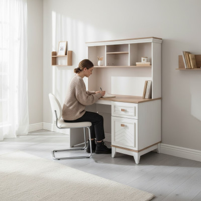Desk Cabinet Computer Desk White Office Furniture Wood Table Shelves