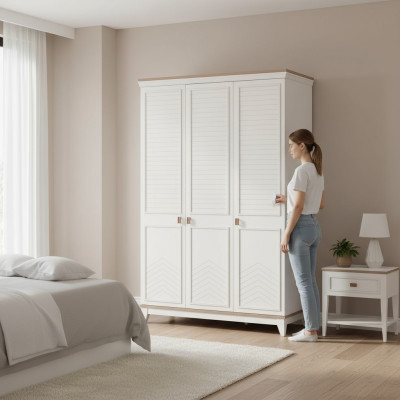 Children's wardrobe, clothes wardrobe, wooden wardrobe, cabinet, wood, white, modern