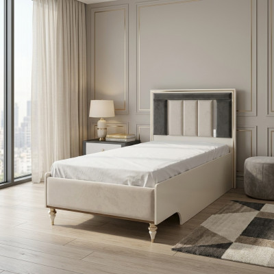Luxury children's bed bed frame bed children's room bed frames beige fabric