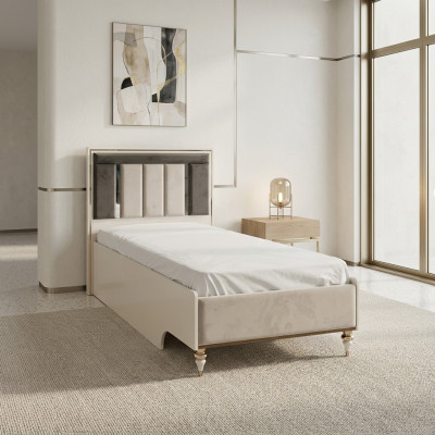 Children's bed frame bed 120cm children's room bed frames beige fabric