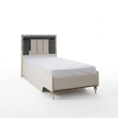 Children's bed frame bed 120cm children's room bed frames beige fabric