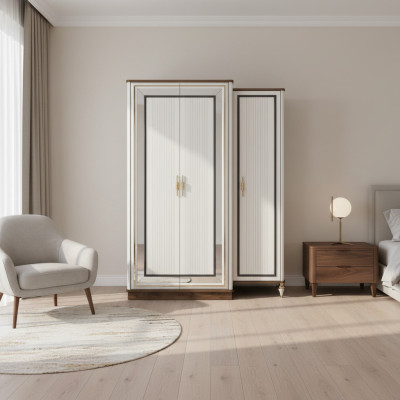 Wardrobe Children's Wardrobe Wooden Wardrobe Cabinet Wood Beige Modern