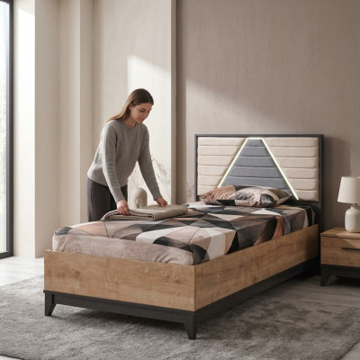 Bed 120 cm Children's Bed Bed Frame Children's Room Brown Wood Beds New