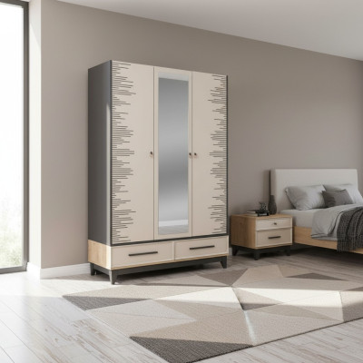 Modern wardrobe children's wardrobe wooden cabinet wardrobe wood beige