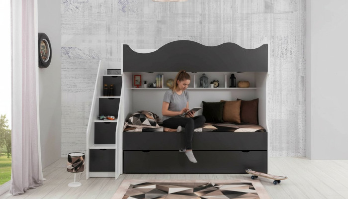 Bunk bed children's bed children's furniture gray set modern children