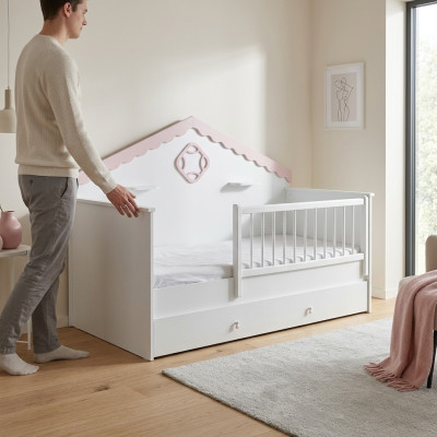 Children's playpen crib white wood bed modern