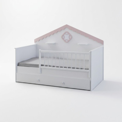 Children's playpen crib white wood bed modern