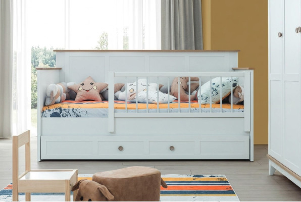 Baby cot playpen crib white wood bed modern