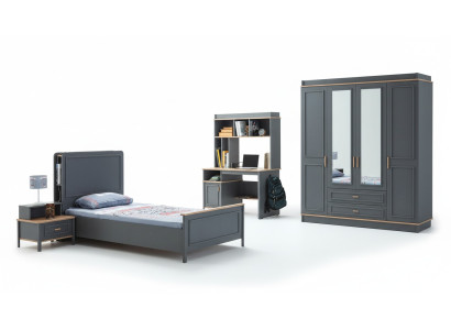 Children's room set bed child's bed children's furniture gray wood 4-piece set