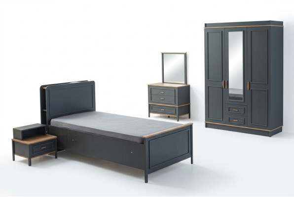 Children's Furniture Set Children's Room Bed Children's Bed Gray Wood 5-piece Set