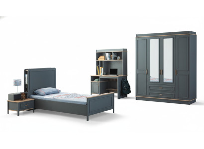 Children's room furniture kid's room bed children's bed grey wooden set of 4 pieces