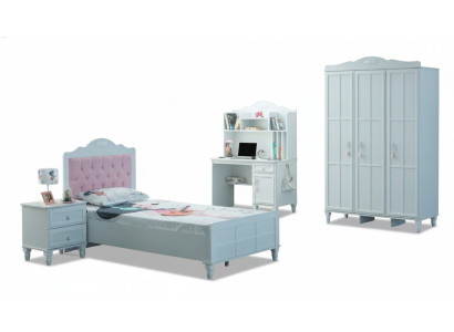 White group children's bed children's furniture children's room bed wooden set 4 pieces