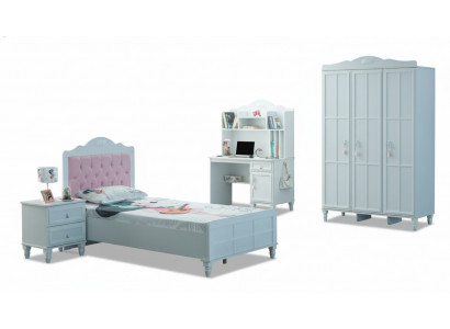White group children's bed children's furniture children's room bed wooden set 4 pieces