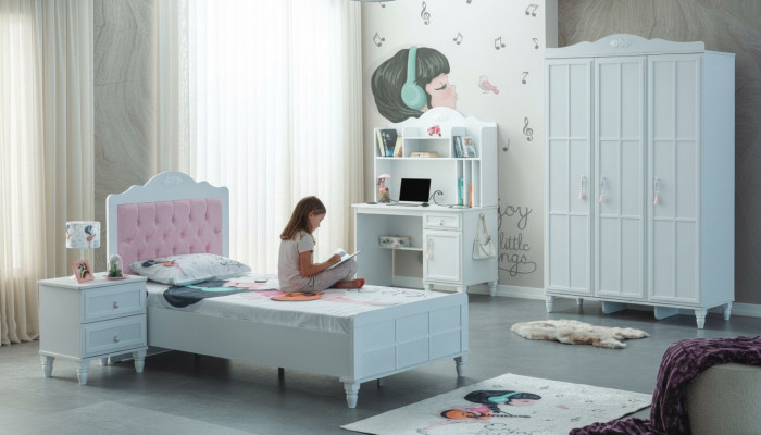 Complete children's furniture children's bed bed wood set 4-piece nursery white