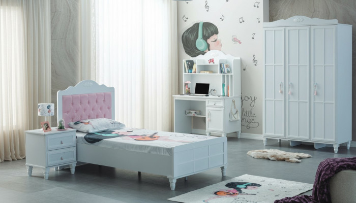 Complete children's furniture children's bed bed wood set 4-piece nursery white