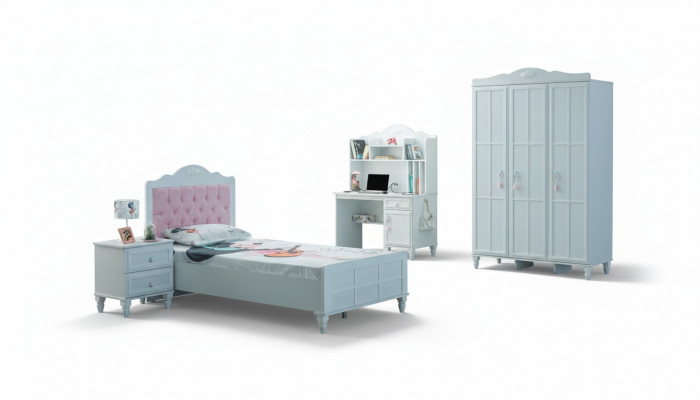 Complete children's furniture children's bed bed wood set 4-piece nursery white