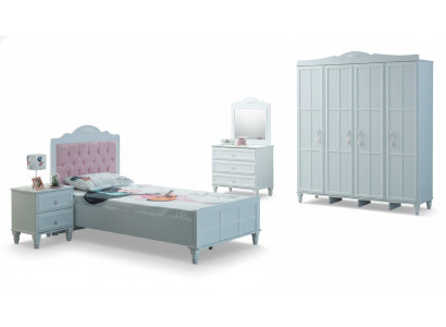 Luxury Complete Children's Furniture Children's Bed White Wood Set 5-piece Children's Room