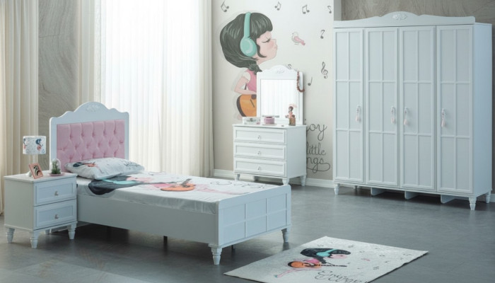 Children's room complete children's furniture children's bed bed wood set 5-piece white