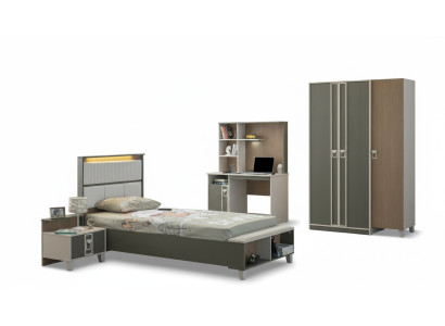 Children's Furniture Set Nursery Bed Toddler Bed Gray Wood 4-Piece Set