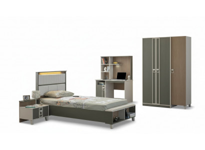 Children's Furniture Set Nursery Bed Toddler Bed Gray Wood 4-Piece Set