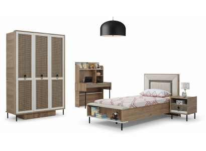 Modern complete children's furniture set brown wood crib 4-piece new