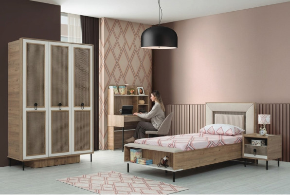 Children's furniture set children's room bed children's bed brown wood set 4-piece