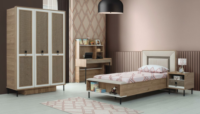 Children's furniture set children's room bed children's bed brown wood set 4-piece