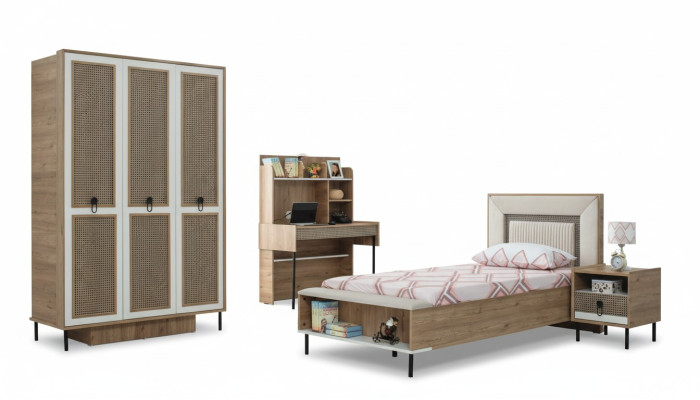 Children's furniture set children's room bed children's bed brown wood set 4-piece