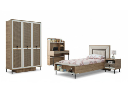 Children's furniture set children's room bed children's bed brown wood set 4-piece