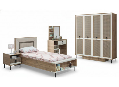 Bedroom sets youth bed children's bed brown wood set 5-piece bed modern