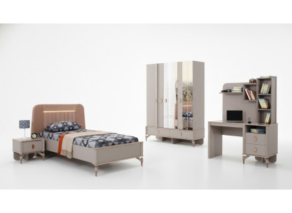 Children's furniture girl's bedroom bed children's bed beige wood set 4-piece