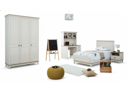 Children's bed bedroom sets youth bed white wood 4-piece set bed