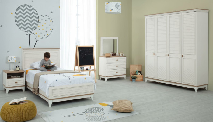 Children's room set bed children's bed children's furniture white wood set of 5 pieces
