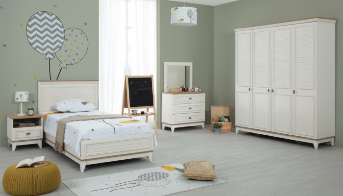 Children's room set bed children's bed children's furniture white wood set of 5 pieces