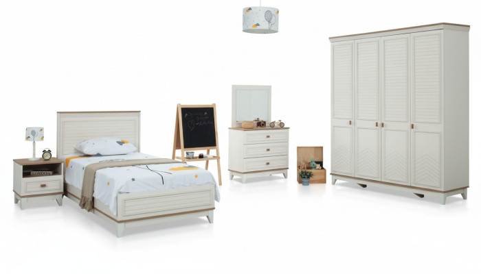 Children's room set bed children's bed children's furniture white wood set of 5 pieces