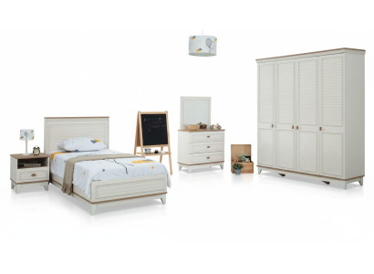 Children's room set bed children's bed children's furniture white wood set of 5 pieces