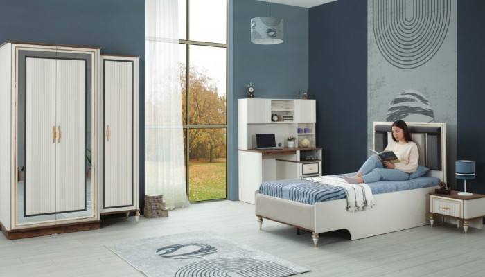 Children's furniture children's room bed children's bed white wood set 4-piece tables
