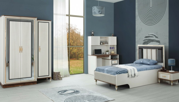 Children's furniture children's room bed children's bed white wood set 4-piece tables