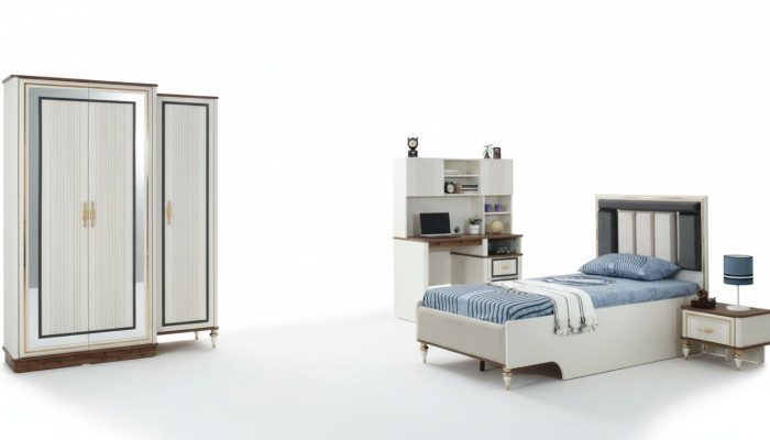 Children's furniture children's room bed children's bed white wood set 4-piece tables